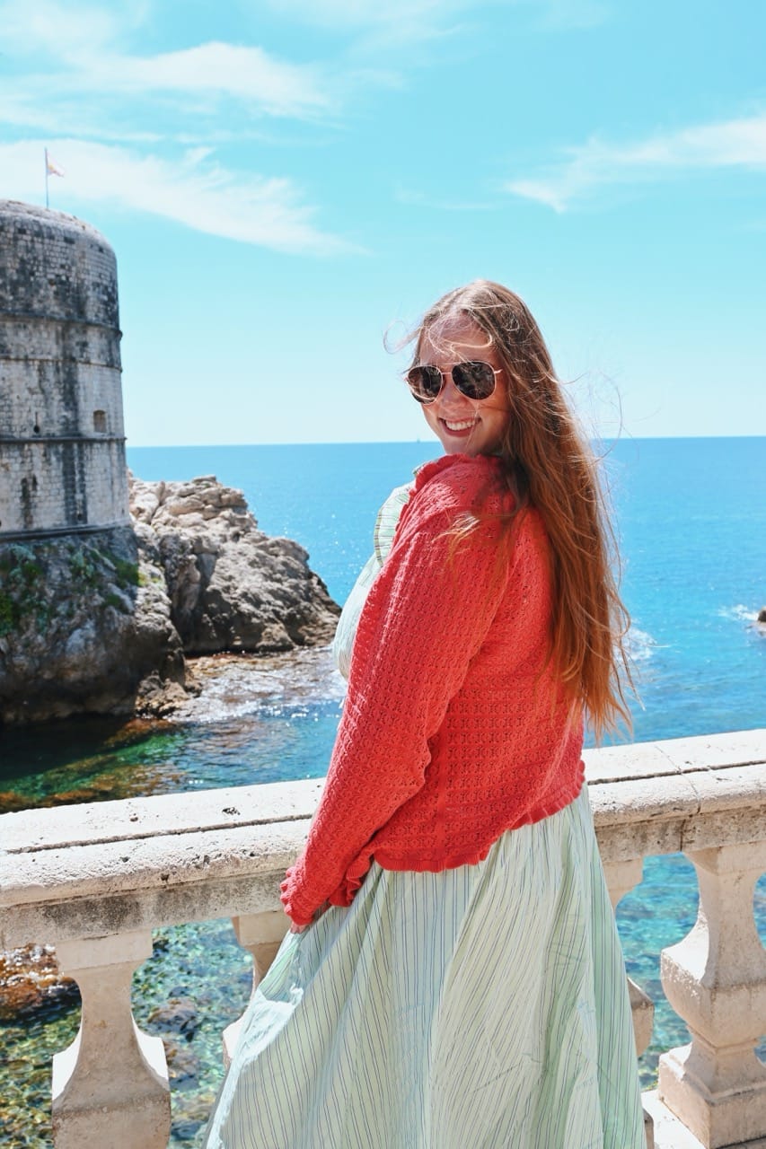 Allie Hubers in Croatia wearing European Cruise Outfit