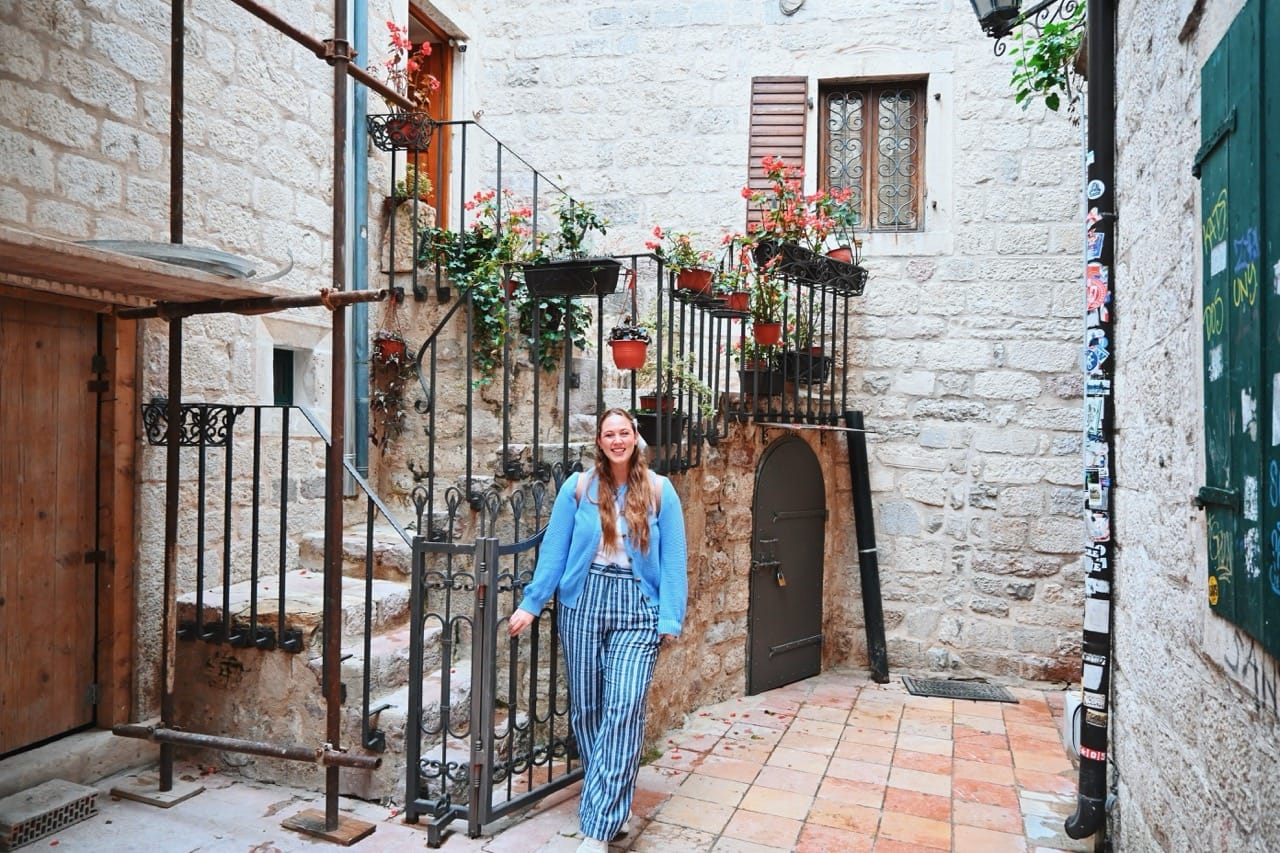 Allie Hubers in Montenegro wearing European Cruise Outfit