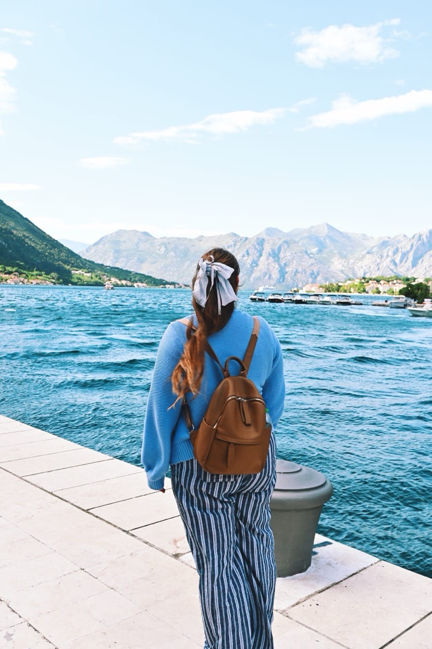 Allie Hubers in Montenegro wearing European Cruise Outfit