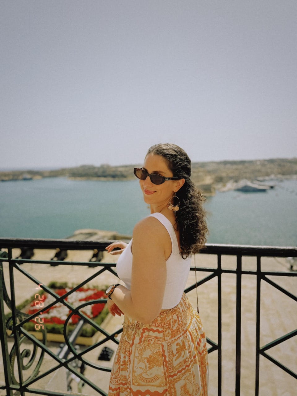Rosina Cheverez in Malta wearing European Cruise Outfit