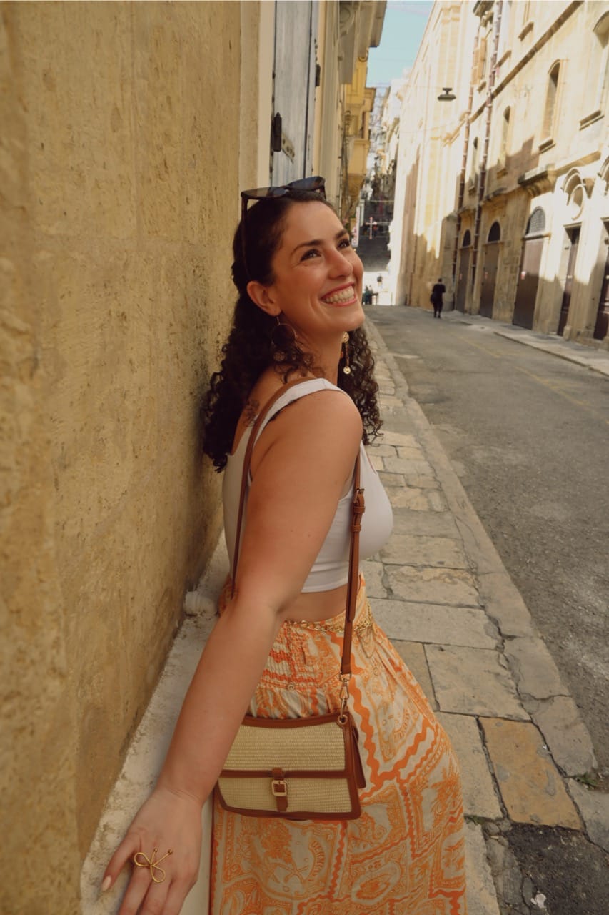 Rosina Cheverez in Malta wearing European Cruise Outfit