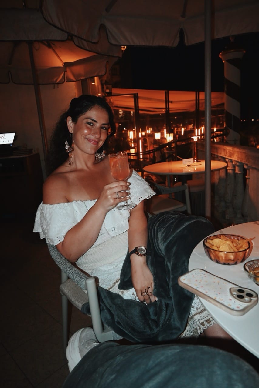 Rosina Cheverez in Venice, Italy wearing European Cruise Outfit