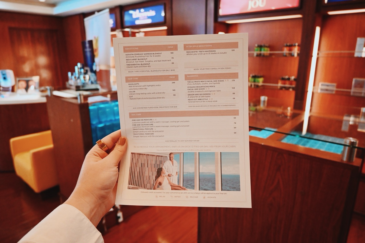 Norwegian Cruise Line Spa Menu and Prices