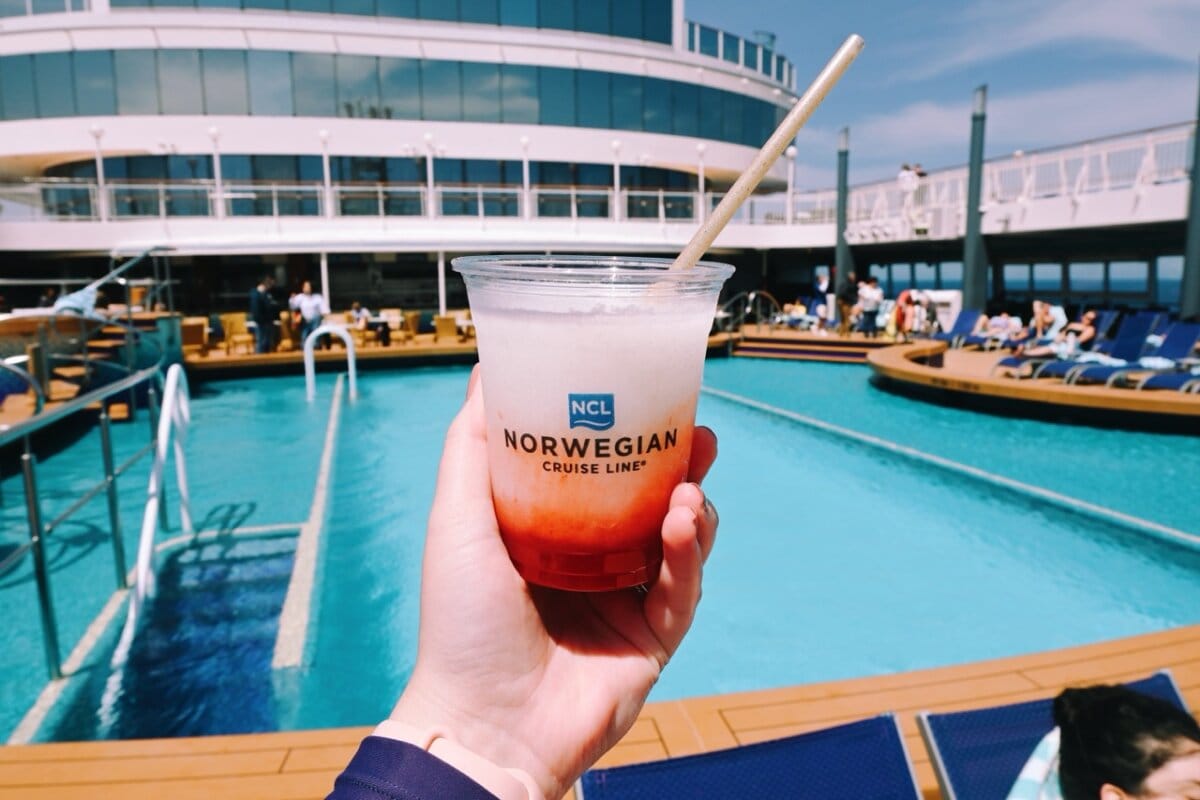 Norwegian Cruise Line Lava Flow Cocktail on Pool Deck
