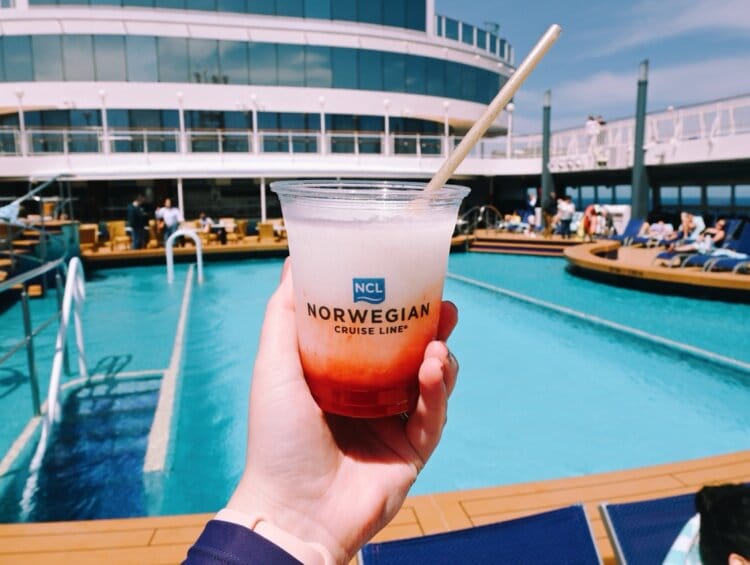 Norwegian Cruise Line Lava Flow Cocktail on Pool Deck