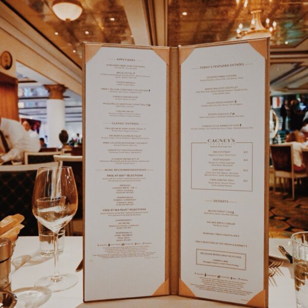 Norwegian Cruise Line NCL Main Dining Room Menu for Dinner