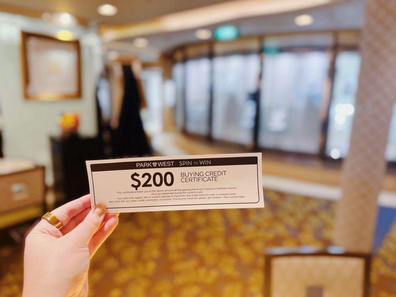 Park West Art Auction Invitation on Cruise Ship