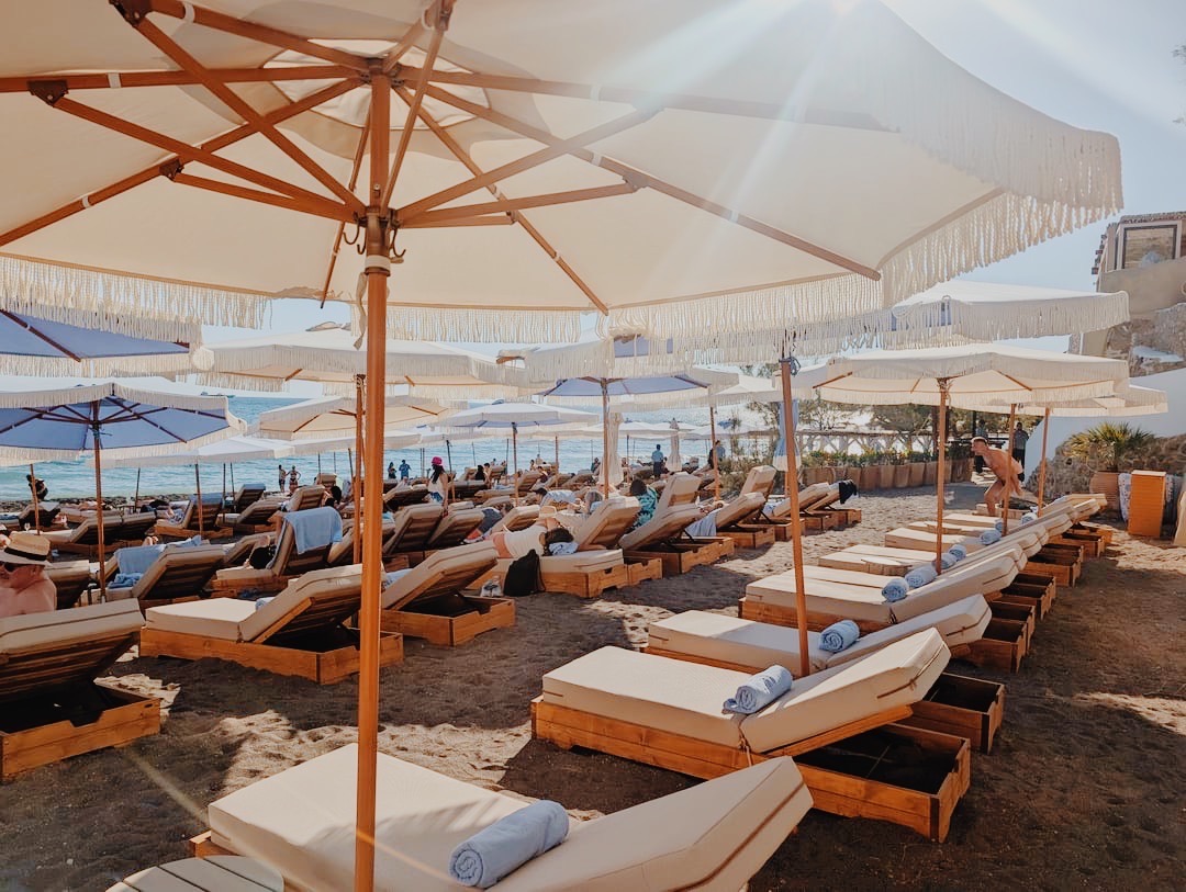 Royal Beach Club Santorini lounge beach chairs