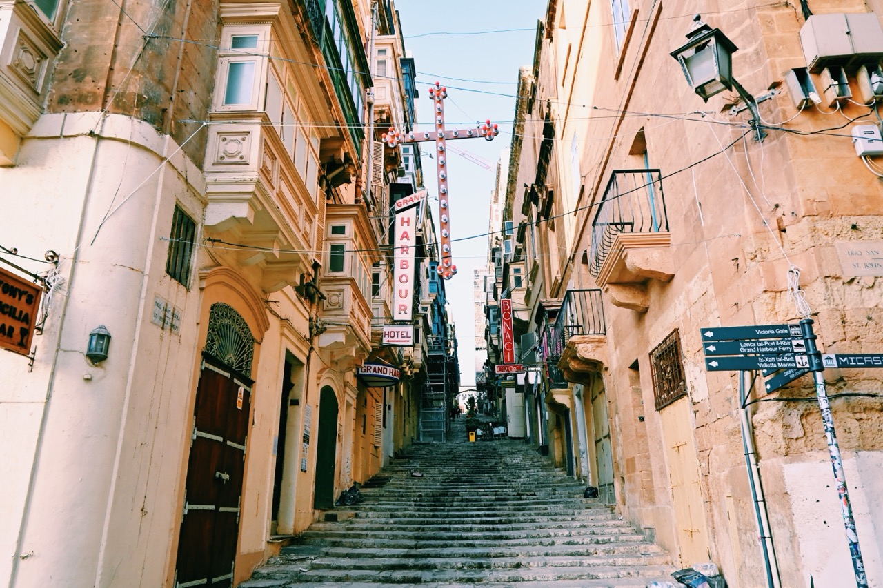 Valletta, Malta old town stairs