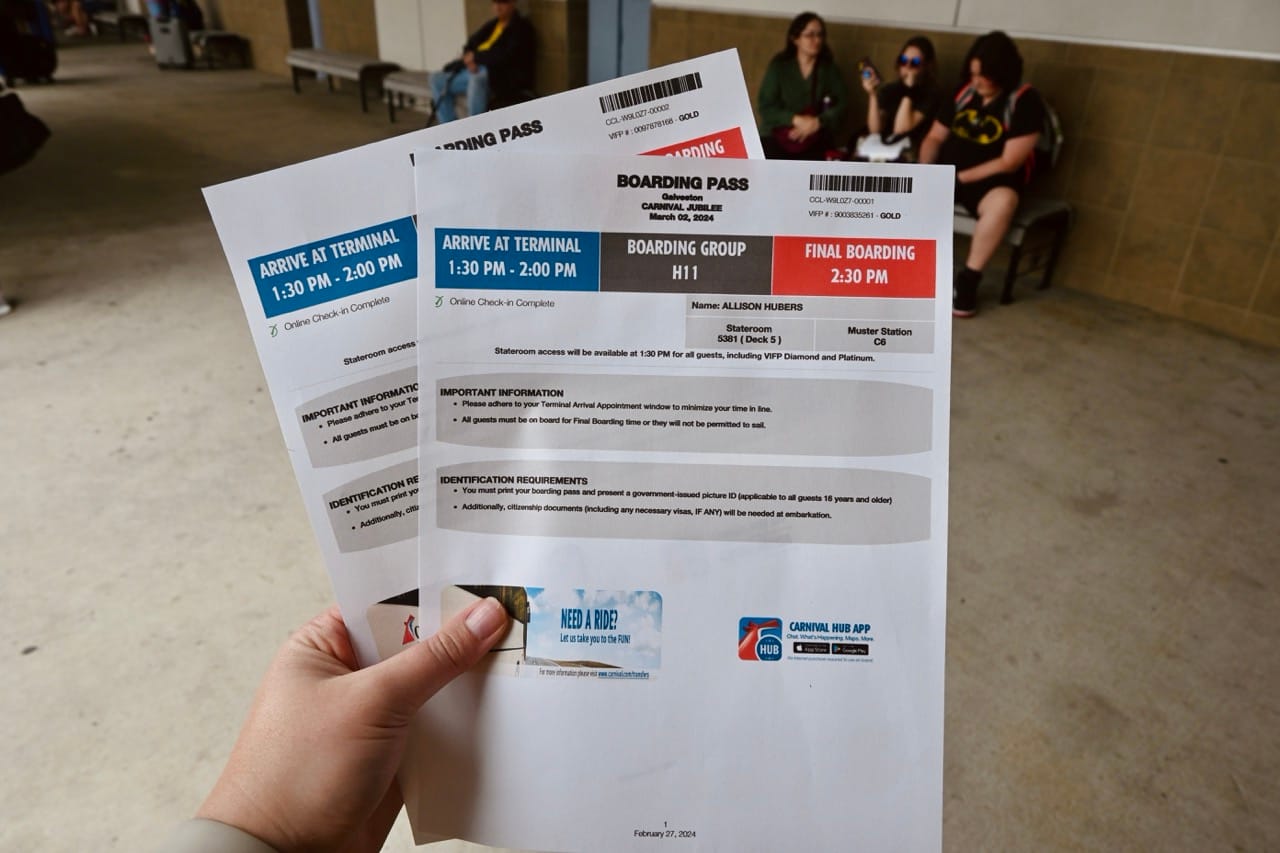 Carnival Jubilee Boarding Passes
