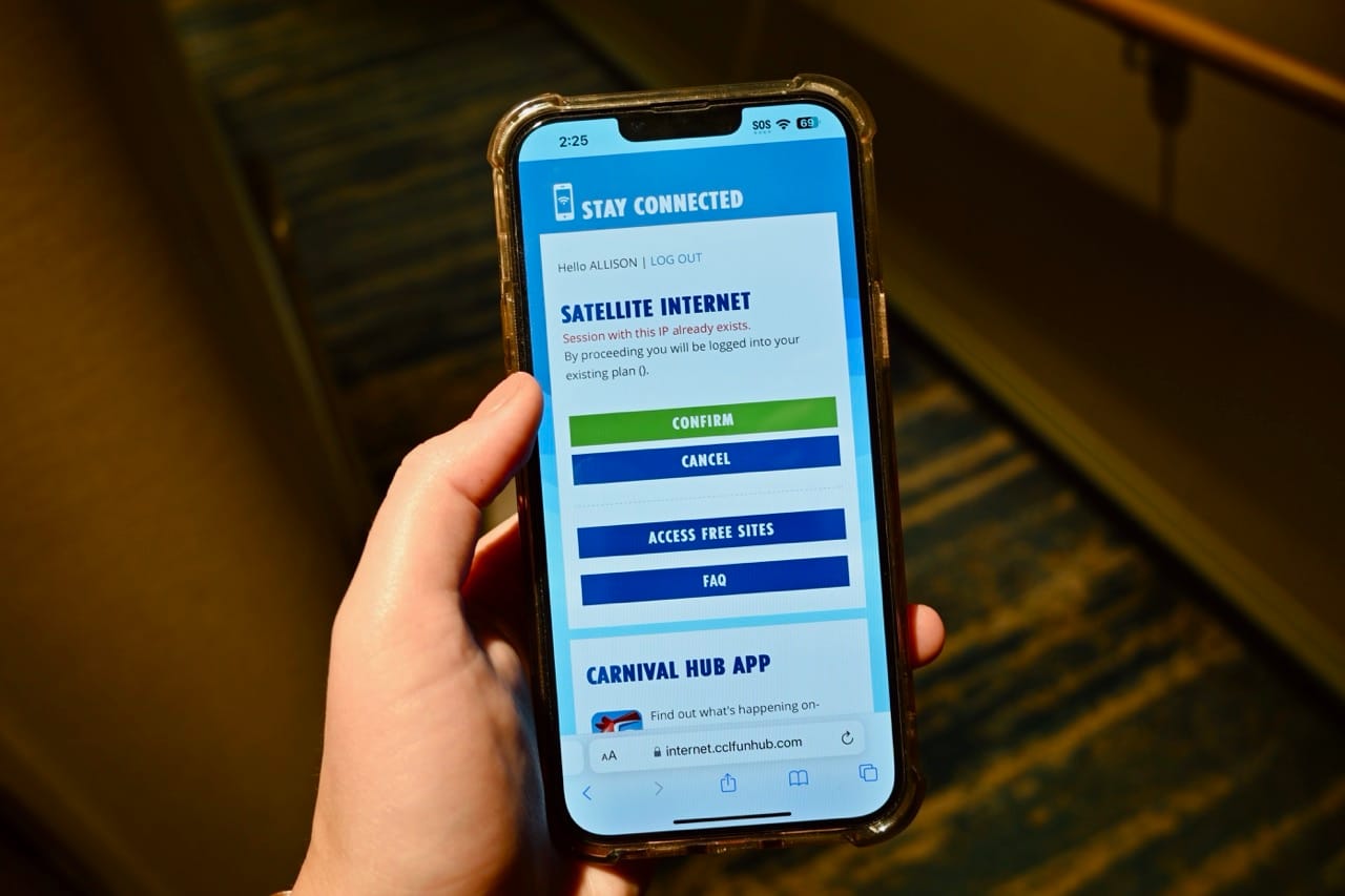 Carnival Mardi Gras internet access phone
