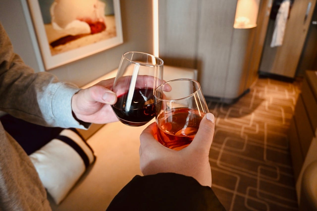 Celebrity Cruise Glass of Wine in Cabin