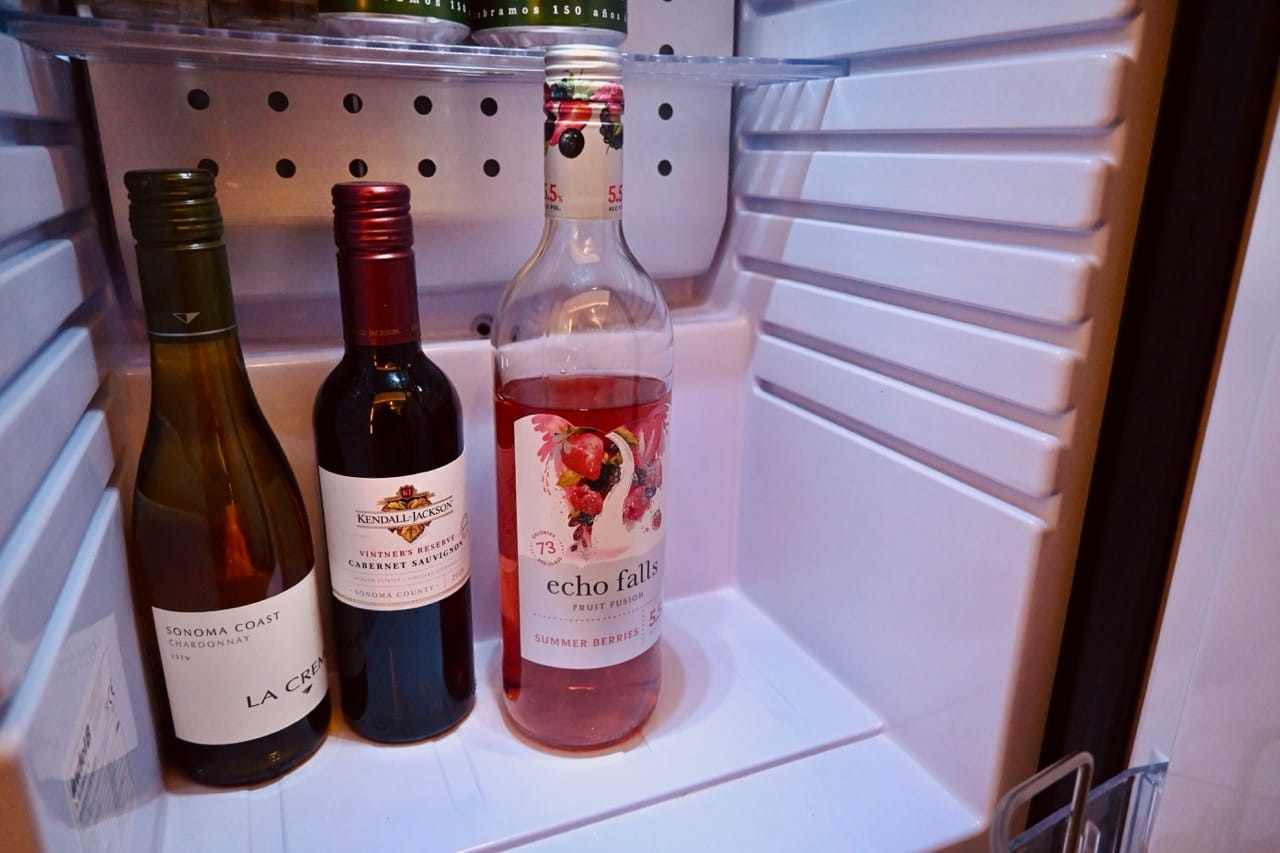 Wine bottles in Celebrity Cruise Fridge