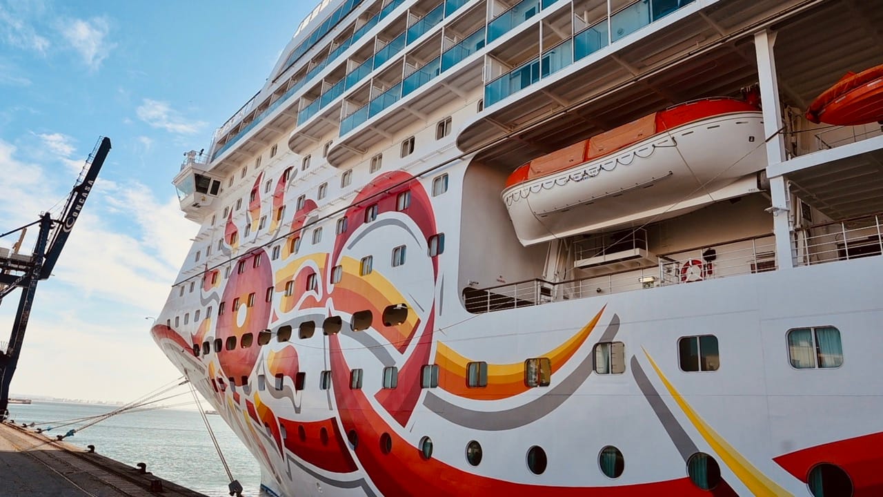Norwegian Sun docked in Lisbon, Portugal