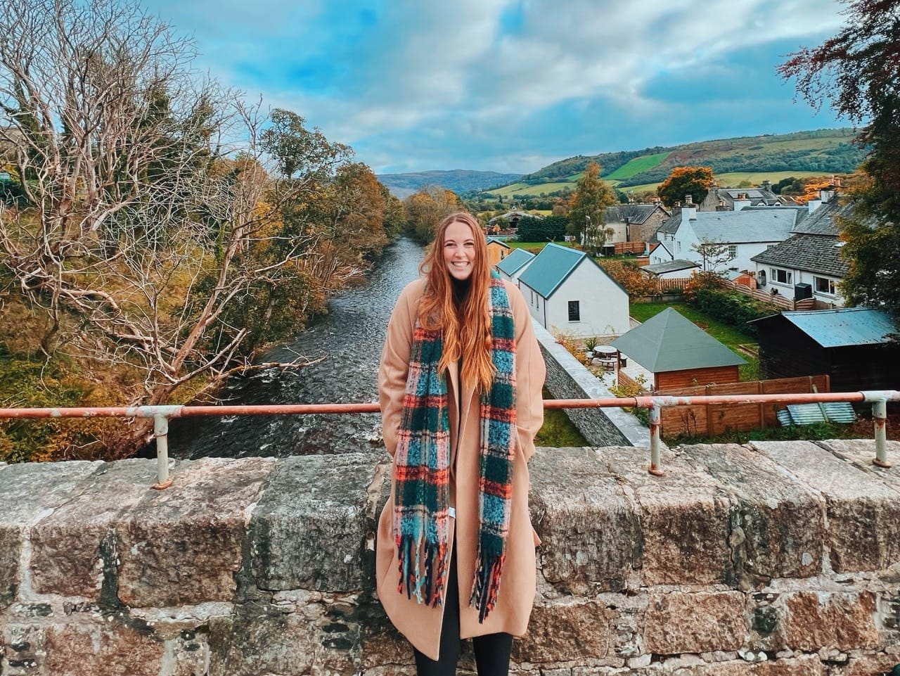 Allie Hubers in Scotland wearing British Isles Cruise Outfits