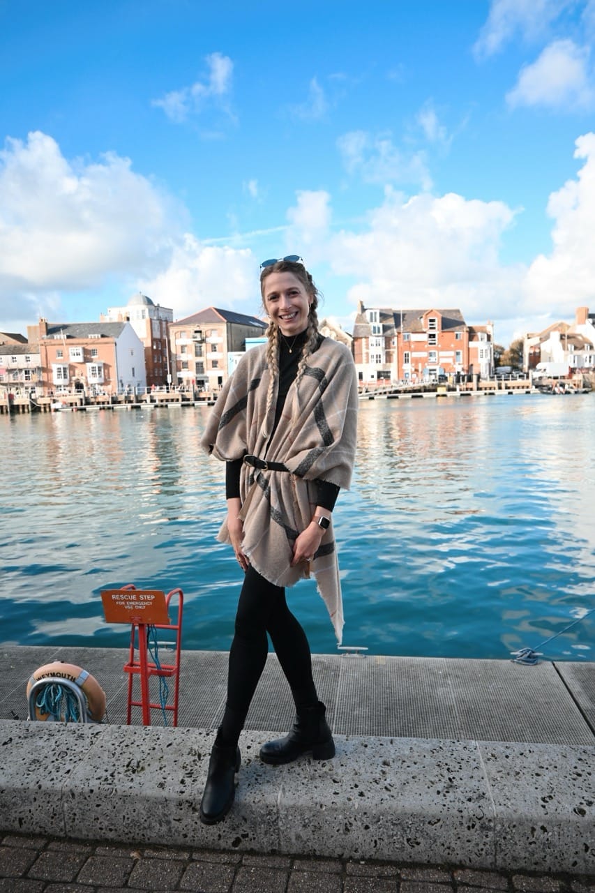 Hayley Phillips wearing British Isles Cruise Outfits in England