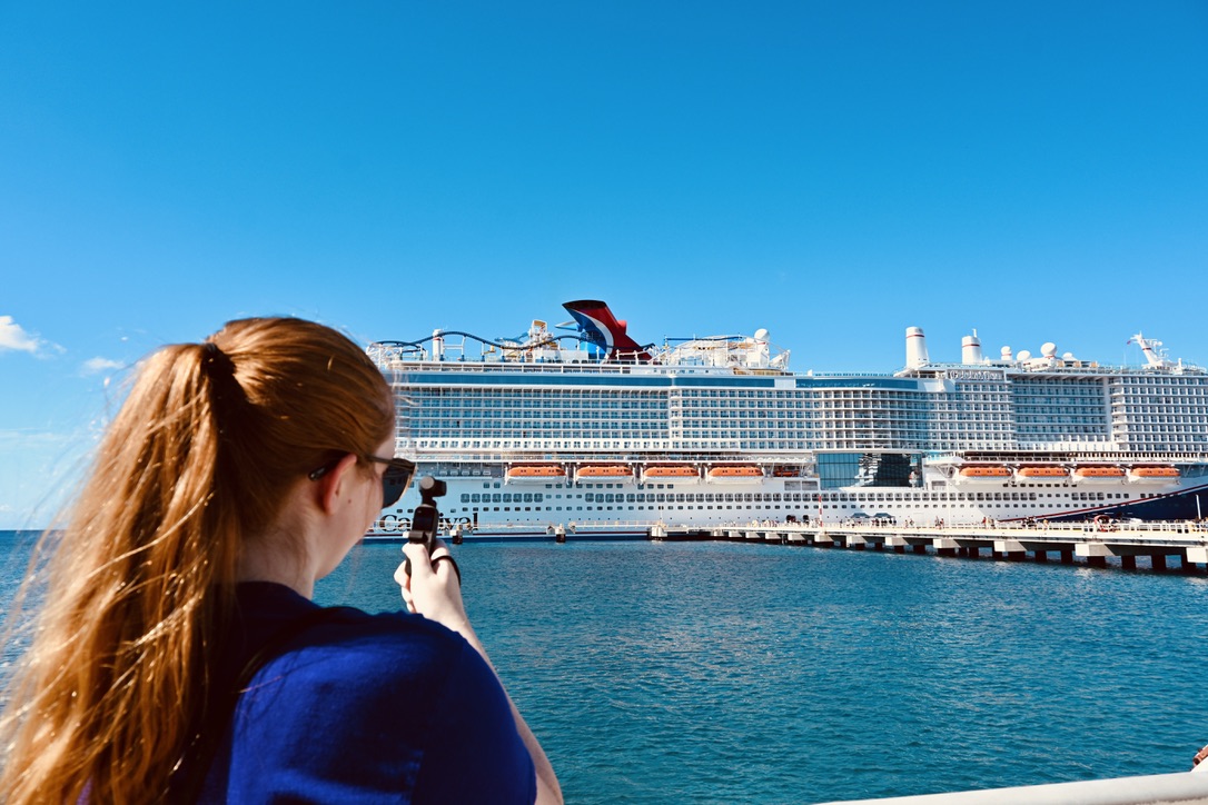 Angie Vognild taking Carnival Celebration pictures in Cozumel, Mexico