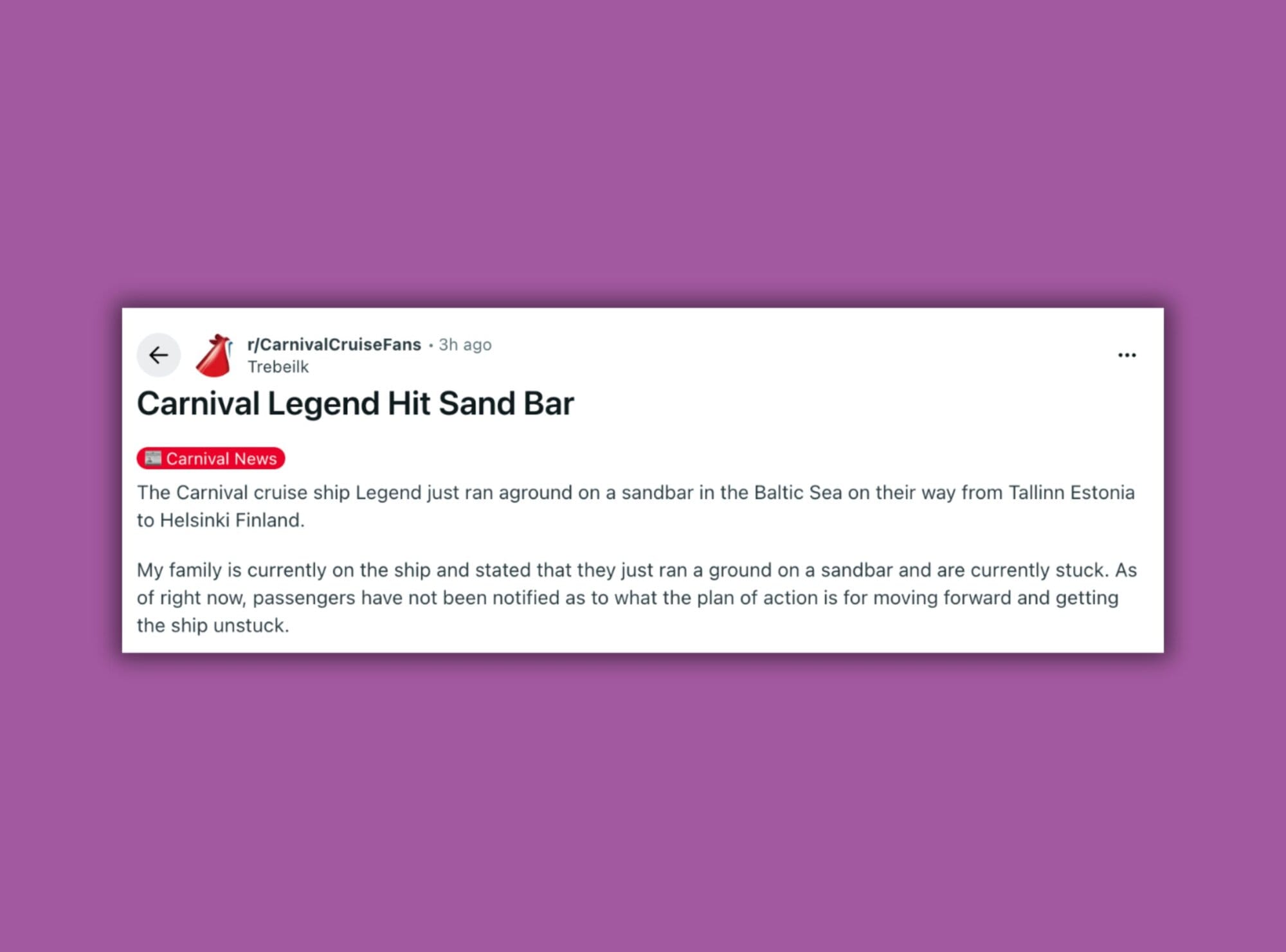 Carnival Legend Reddit Comment Sandbar