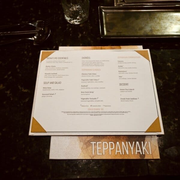 Norwegian Cruise Line NCL Teppanyaki Menu