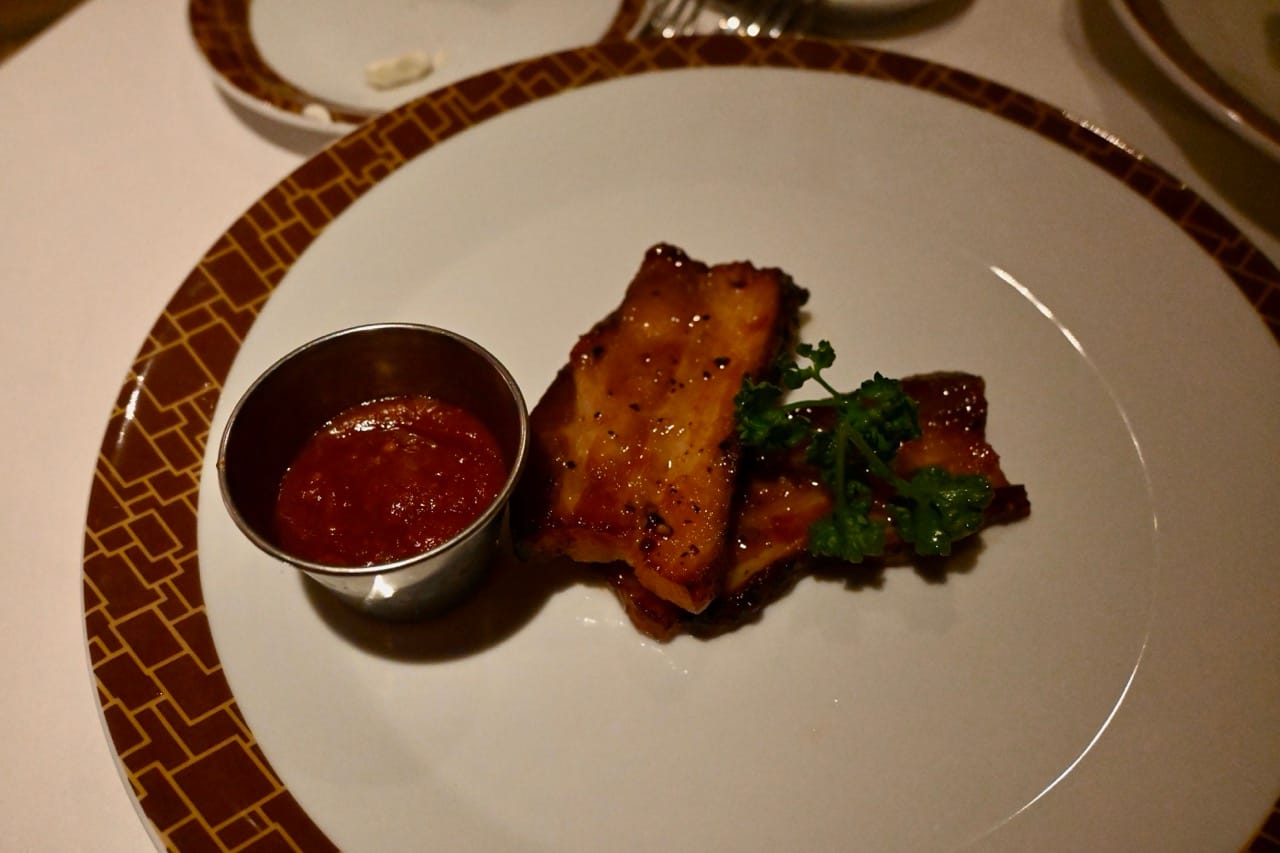 Norwegian Cruise Line Cagney's Steakhouse bacon appetizer