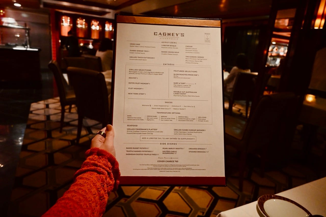 Cagney's Steakhouse NCL Menu