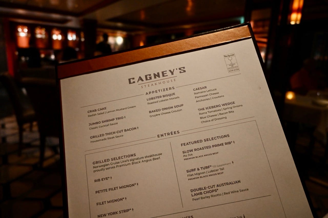 Cagney's Steakhouse NCL Menu