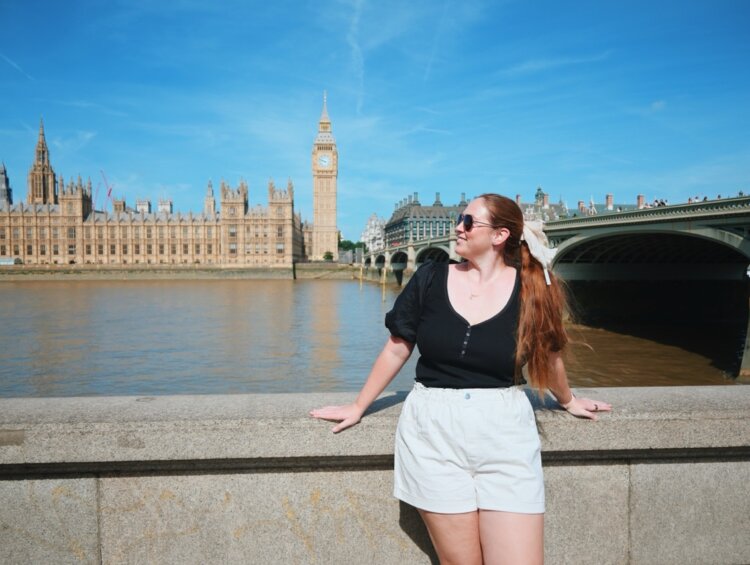 Allie Hubers in London, England with Big Ben