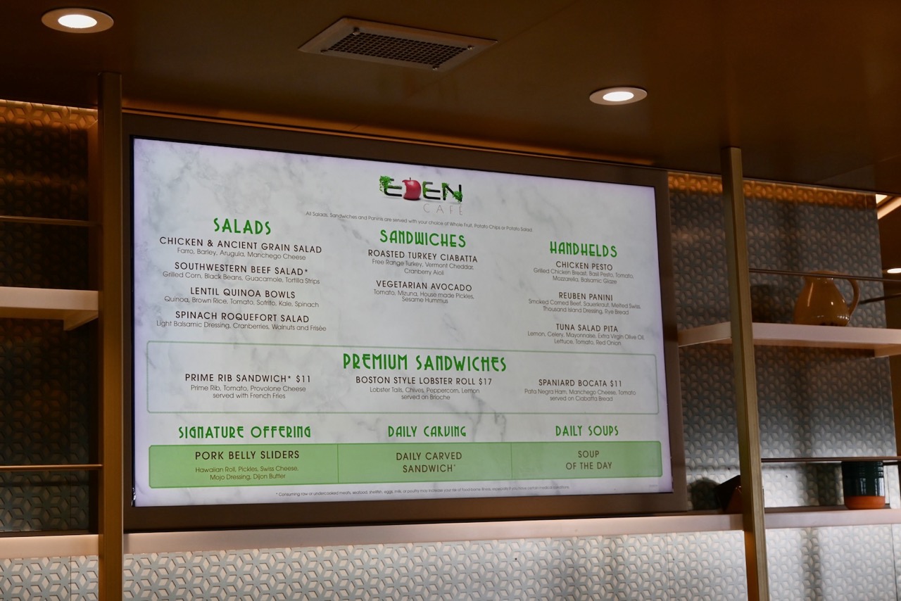 Celebrity Cruises Eden Cafe Menu