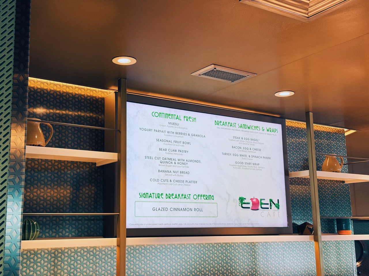 Celebrity Cruises Eden Cafe Breakfast Menu