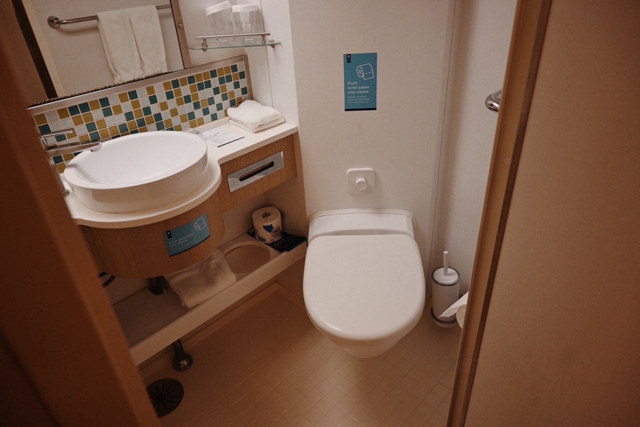 Inside cabin bathroom on grandeur of the seas