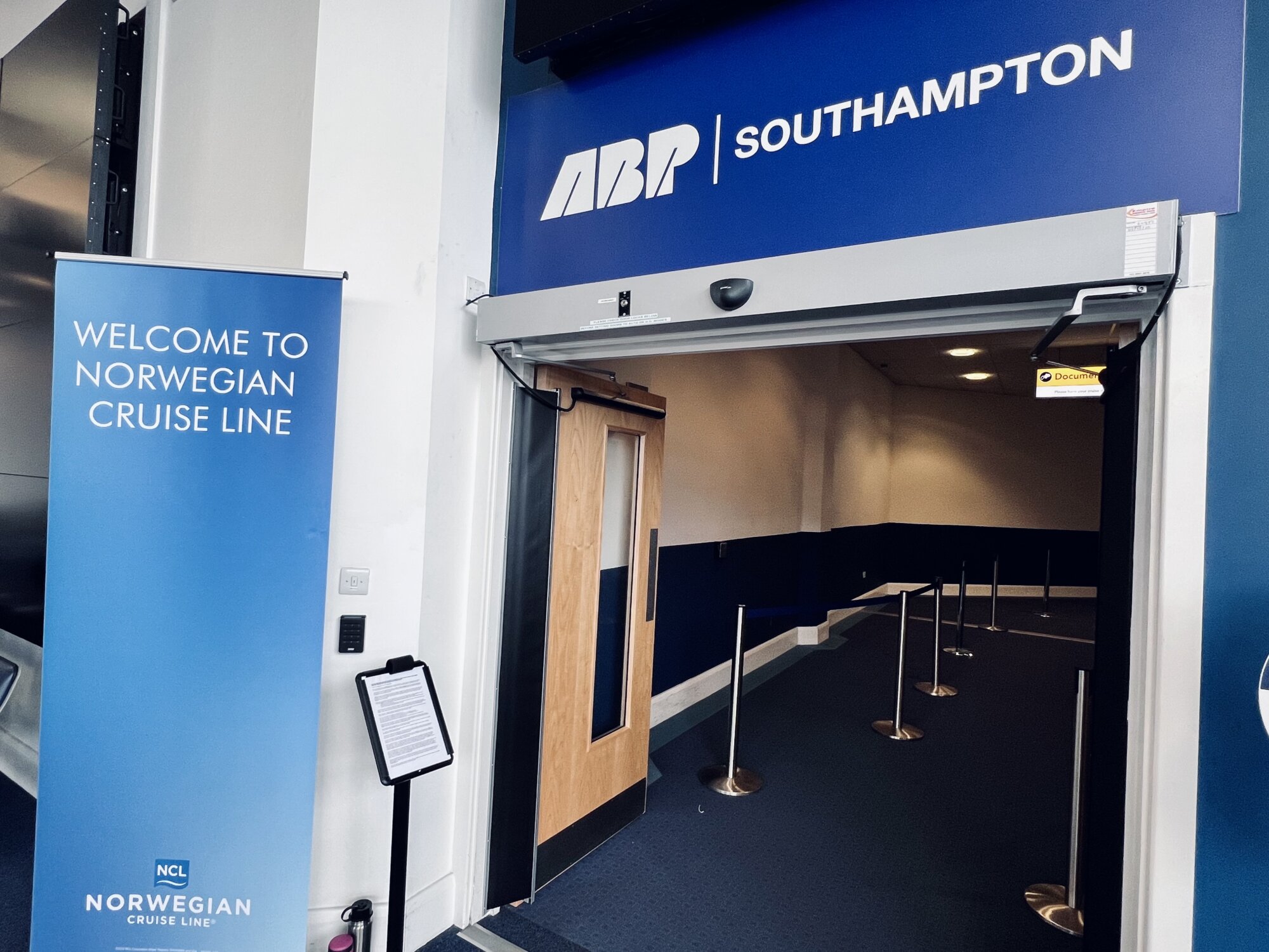 Southampton London Cruise Terminal entrance for NCL