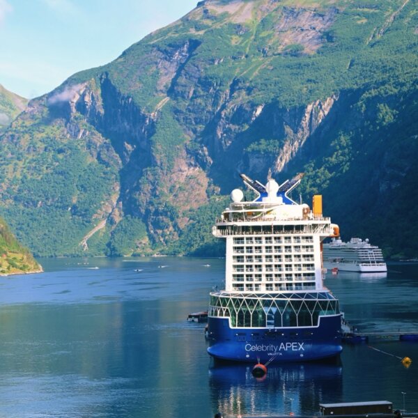 Celebrity Apex docked in Geiranger, Norway