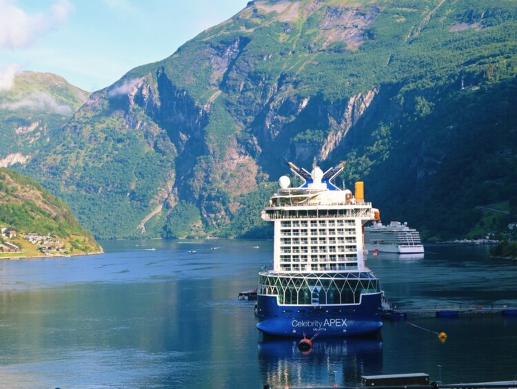 Celebrity Apex docked in Geiranger, Norway