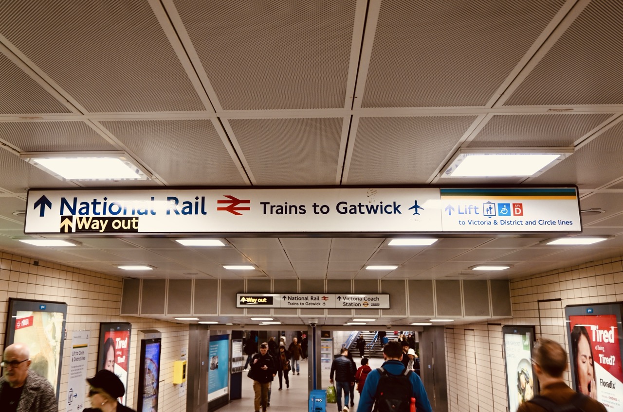 London Train to Gatwick Sign