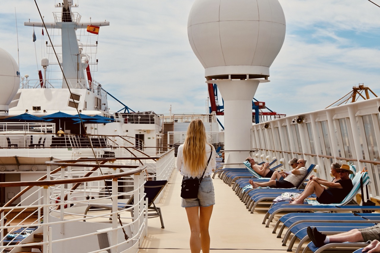 Walking on upper deck of NCL Sun