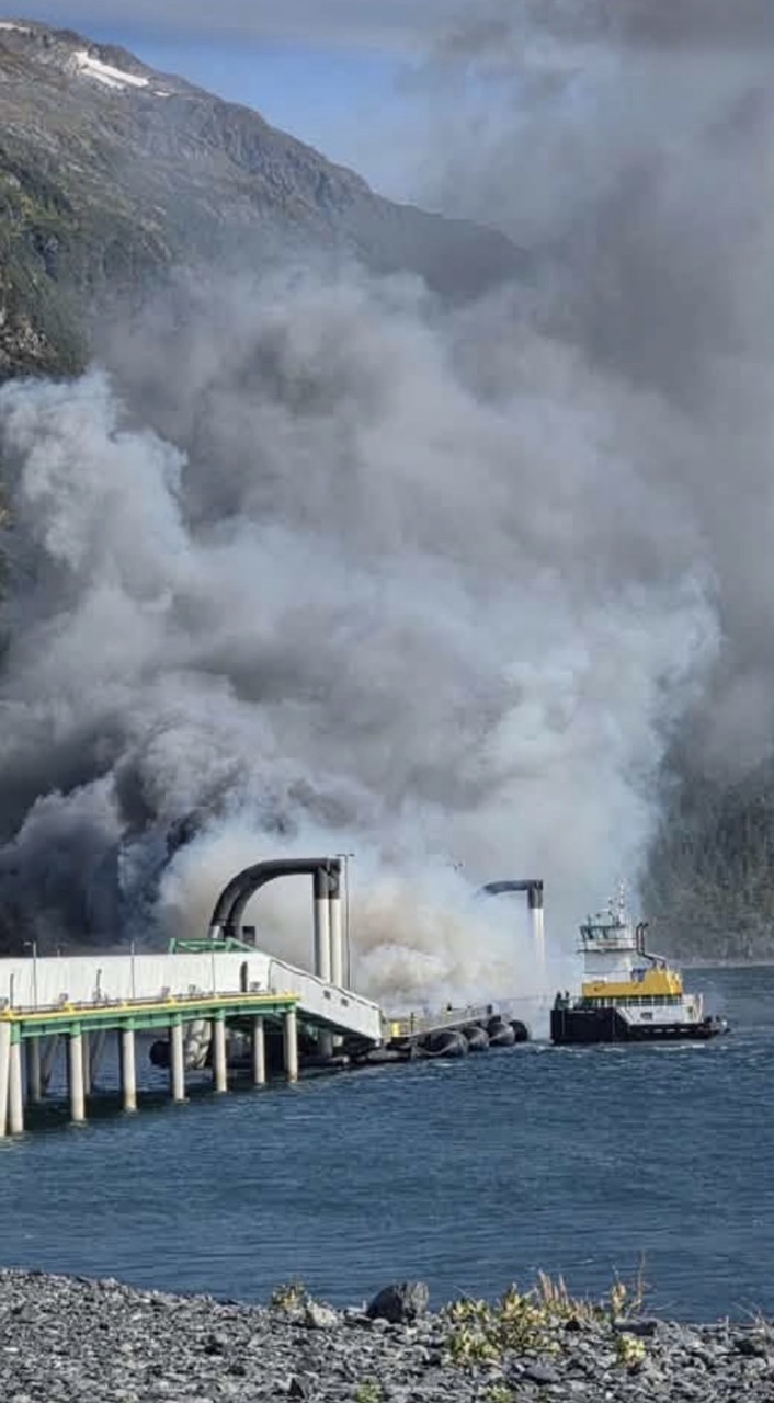 NCL Jade Wharf Fire in Whittier Alaska