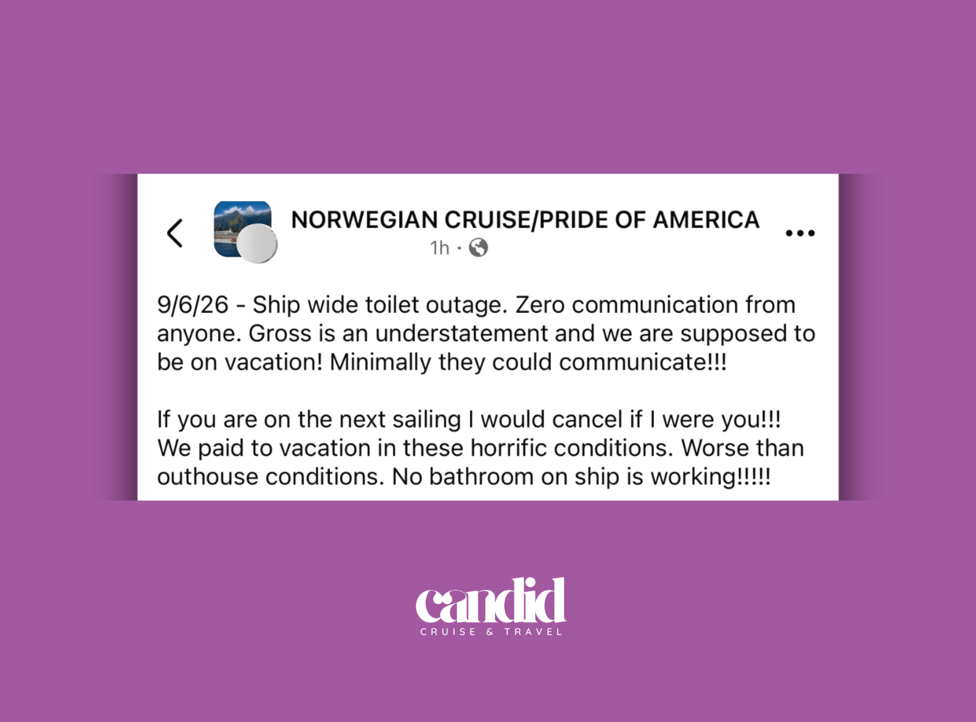 NCL Pride of America Toilet Issue Post